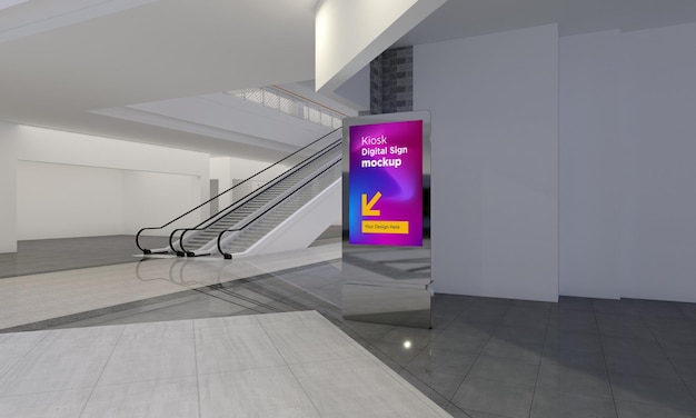 PSD totem and kiosk digital signage 3d rendered mockup