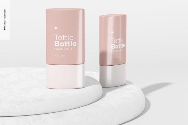 Tottle bottlesモックアップ、正面図と側面図