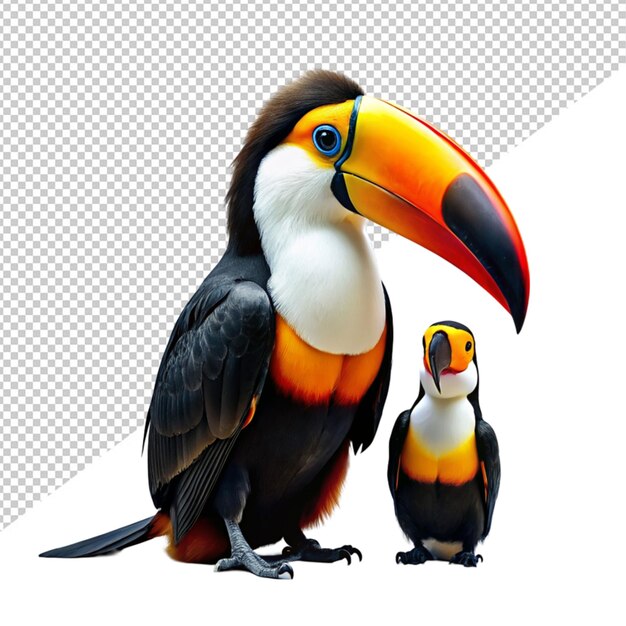 PSD toucan mom and child on transparent background