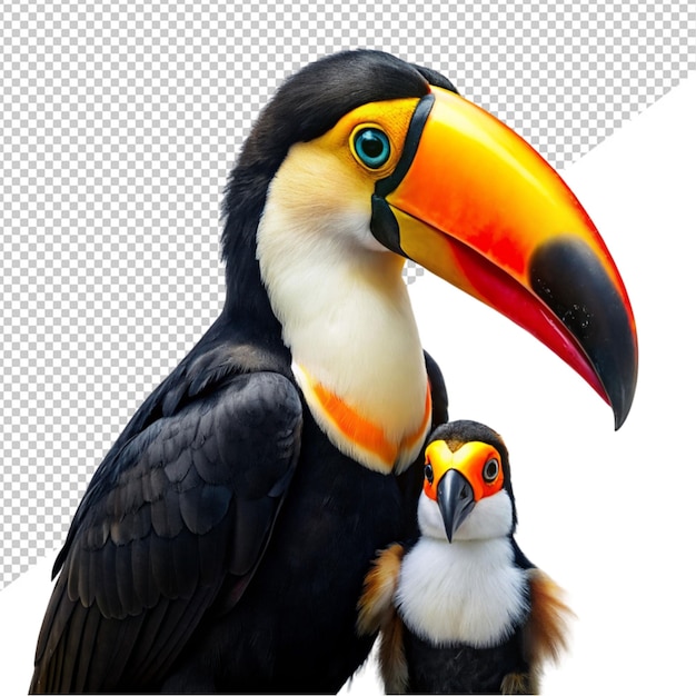 PSD toucan mom and child on transparent background