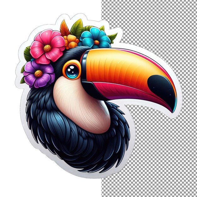 Toucan tropics cute face sticker delight