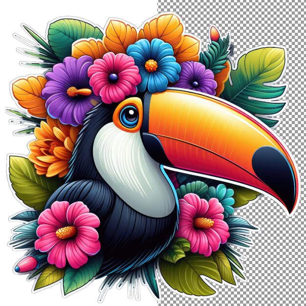 PSD toucan tropics cute face sticker delight