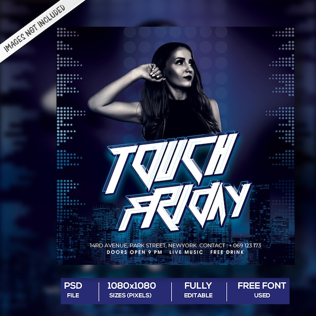 PSD touch friday social media post template