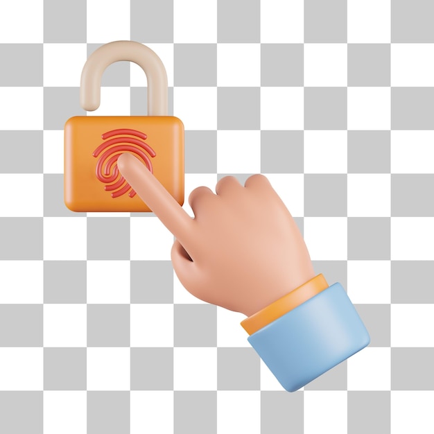 Tocca l'icona 3d di sblocco dell'impronta digitale del gesto