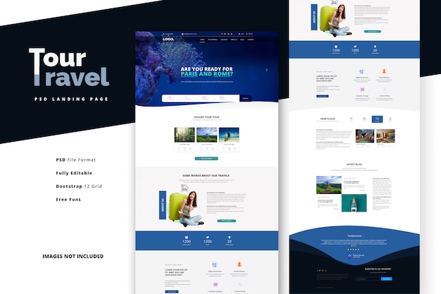 PSD tour agency for romantic and family vacations landing page