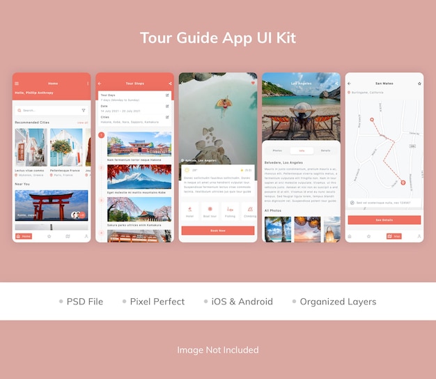 PSD 투어 가이드 앱 ui 키트