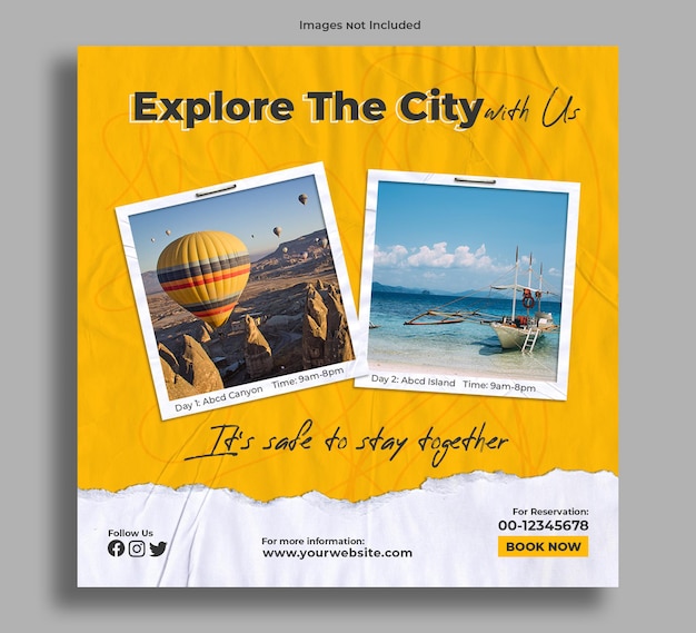 PSD tour package of exploring city banner post