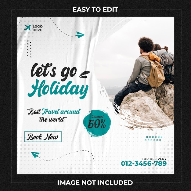 Tour and travel social media post and instagram post template