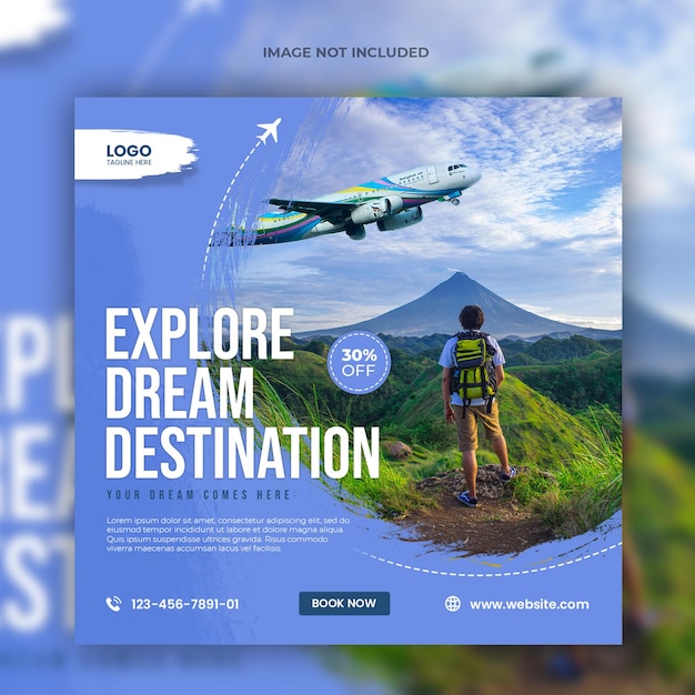 PSD tour and travel social media post template