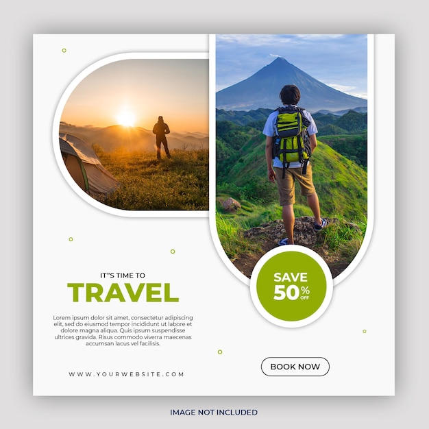 Tour and travel social media post template
