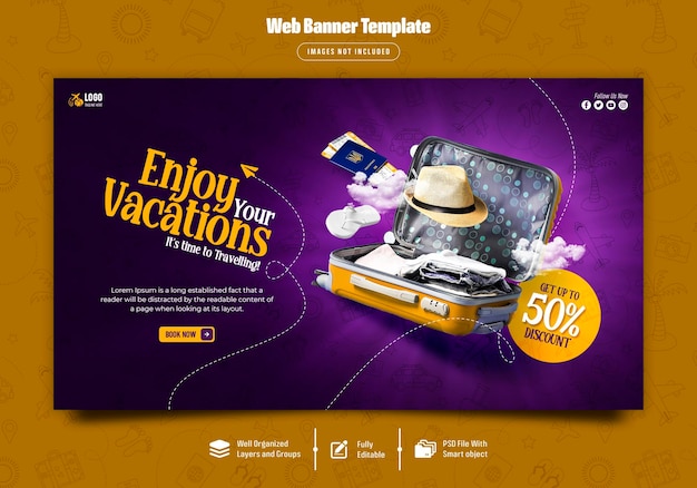 PSD tour and travel web banner template