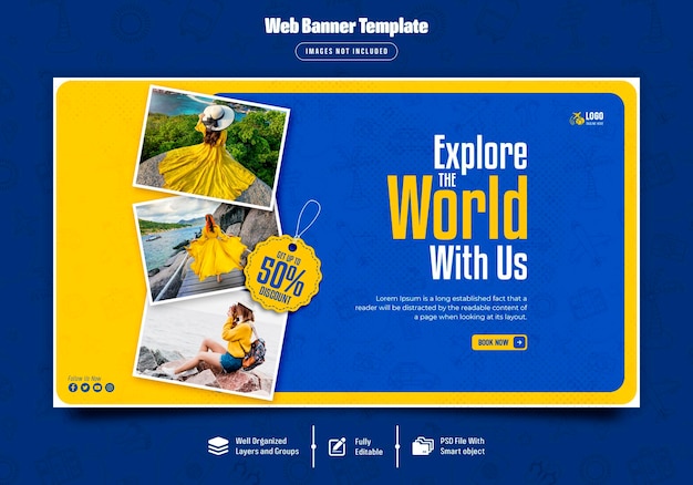 tour and travel web banner template