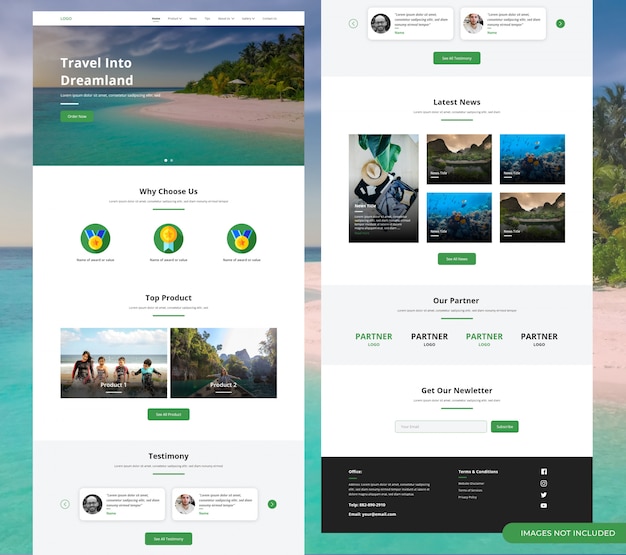 PSD tour & travel website bestemmingspagina