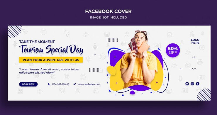PSD tourism special day facebook timeline cover or header and web banner template