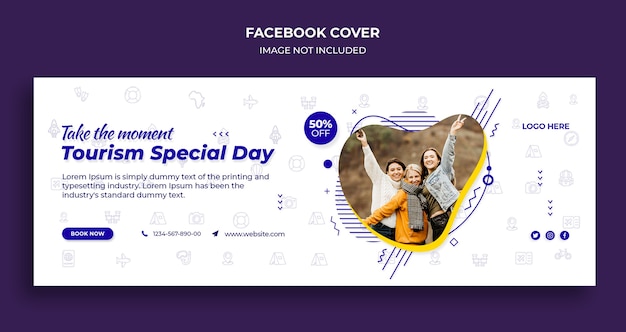 PSD copertina della timeline di facebook del giorno speciale del turismo e modello di banner web