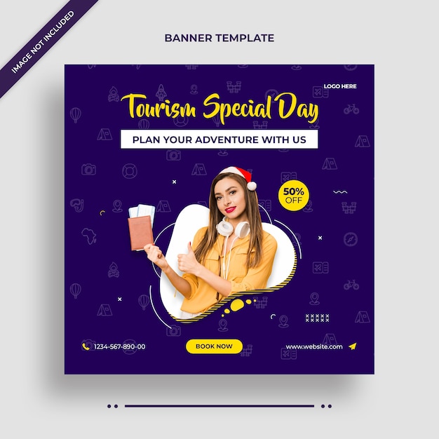 PSD banner instagram del giorno speciale del turismo o modello di post sui social media