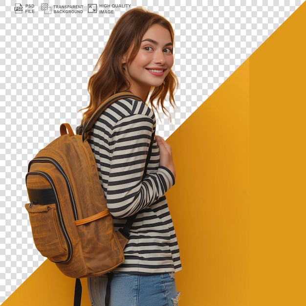 PSD tourist with backpack isolated on transparent