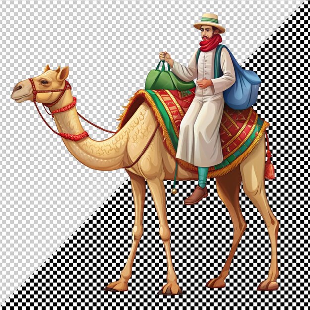 PSD tourist with camel vector on transparent background