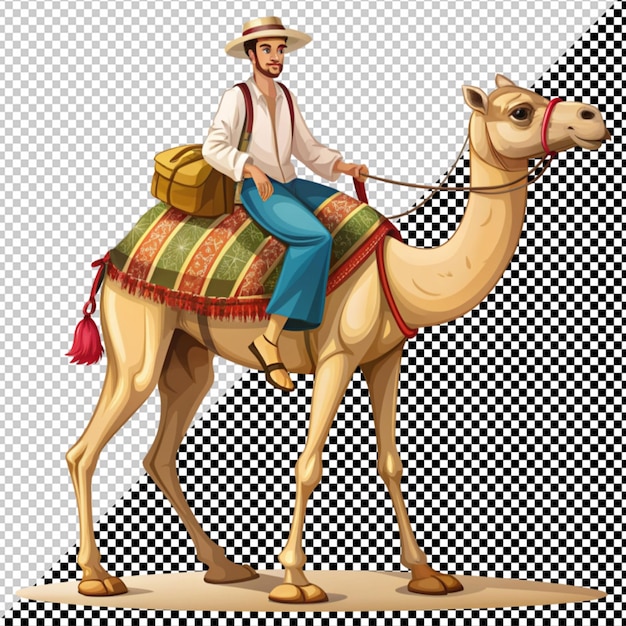 PSD tourist with camel vector on transparent background