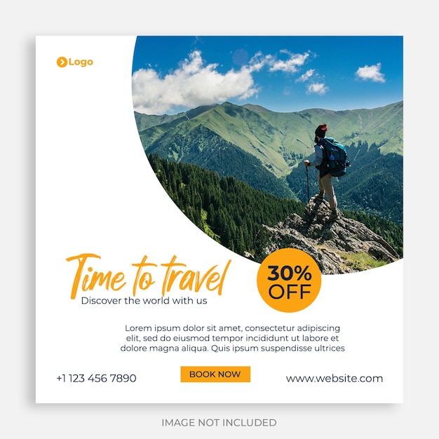 Tours camp travel social media post or instagram banner design template