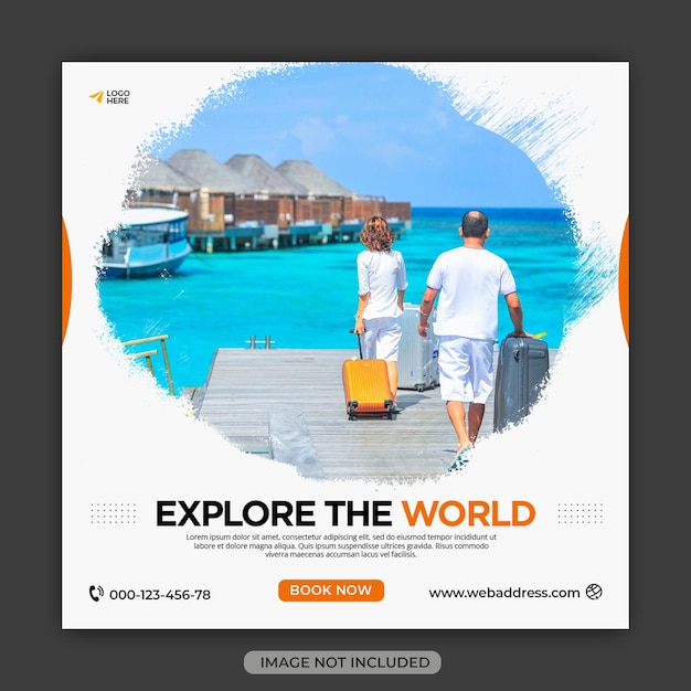 tours amp travel social media post or instagram banner template