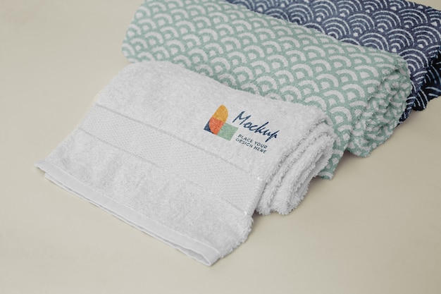 PSD towel mock-up with pattern design