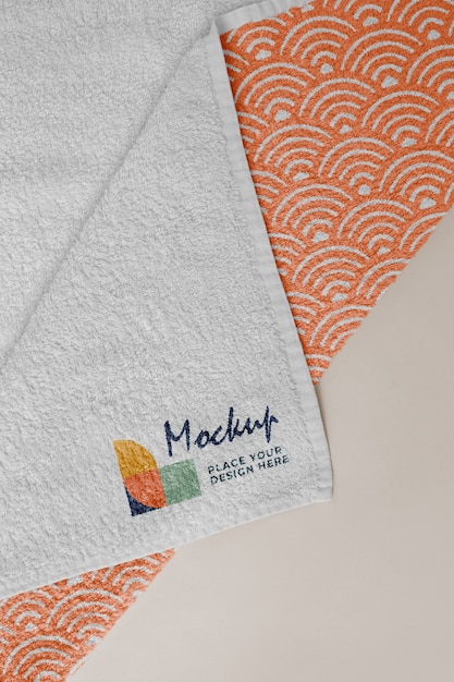 PSD towel mock-up with pattern design