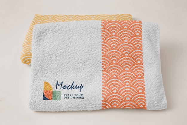 PSD towel mock-up with pattern design