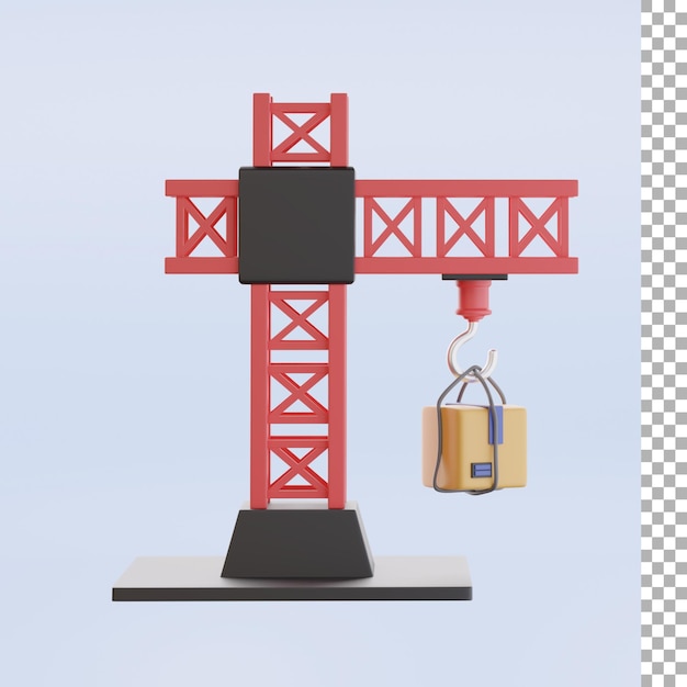 Tower crane and box 3d icon