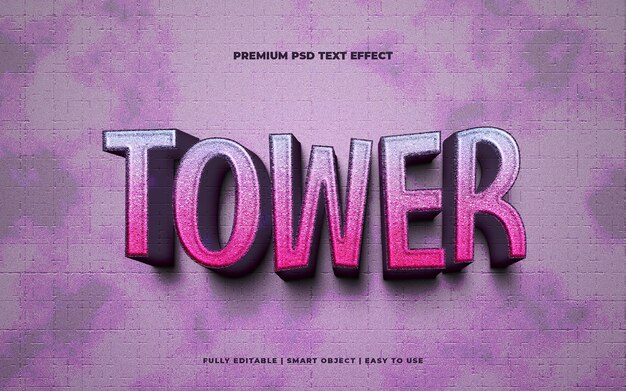 Tower editable premium 3d psd text effect