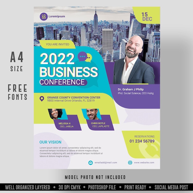 Townhall meeting business conference flyer template psd