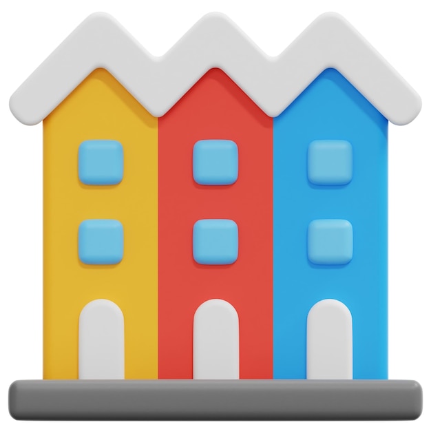 PSD townhouse 3d render icon illustration