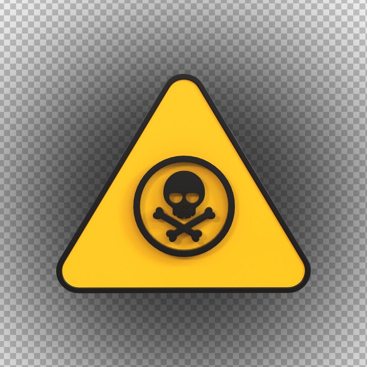 PSD toxic signs of high voltage hazard isolated on a transparent background