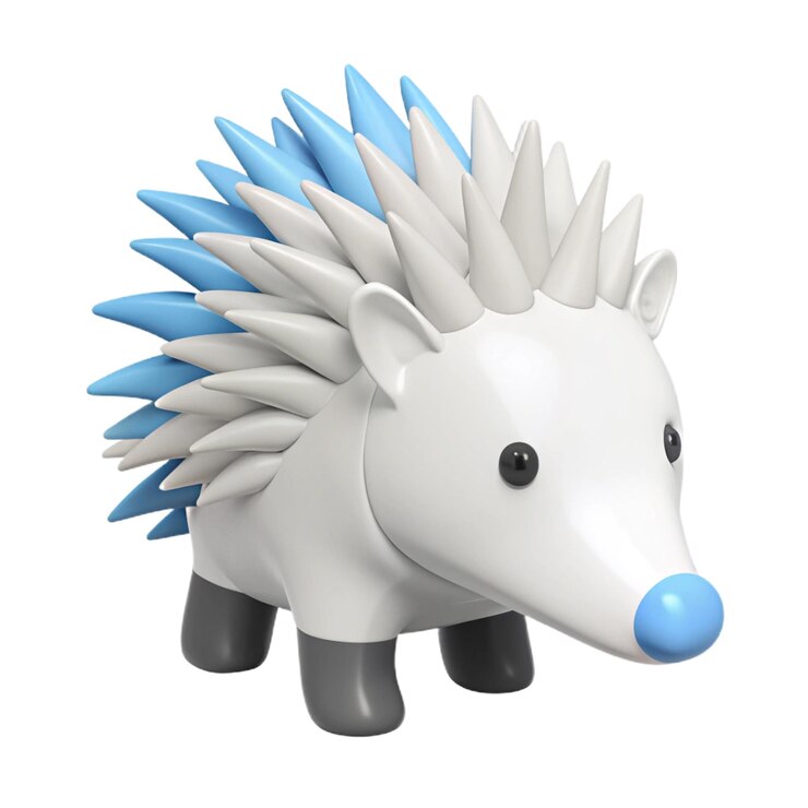PSD a toy of a blue and white animal with blue stripes on its head