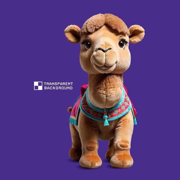 PSD toy camel with a transparent background cute and huggable