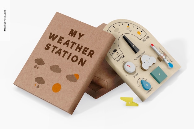 toy cardboard box mockup leaned