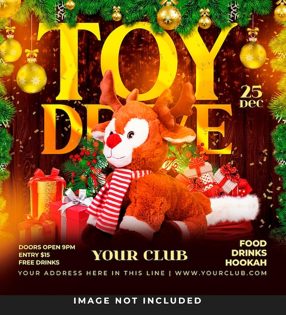 PSD Флаер toy drive party psd шаблон