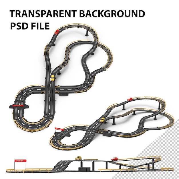 PSD set di piste da corsa per giochi di giocattoli png