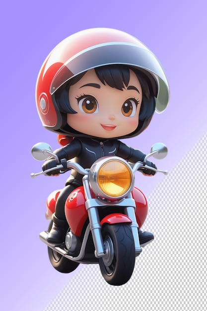 PSD a toy girl with a helmet on and a helmet on the front of the motorcycle