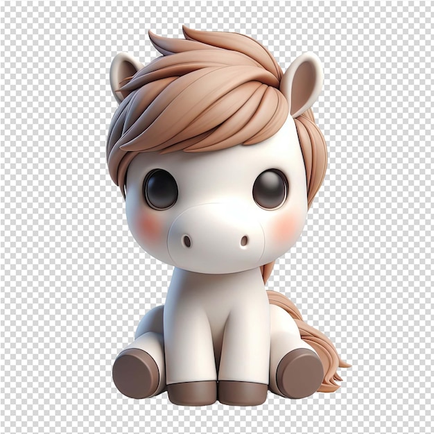 PSD a toy horse with a brown mane and a white head