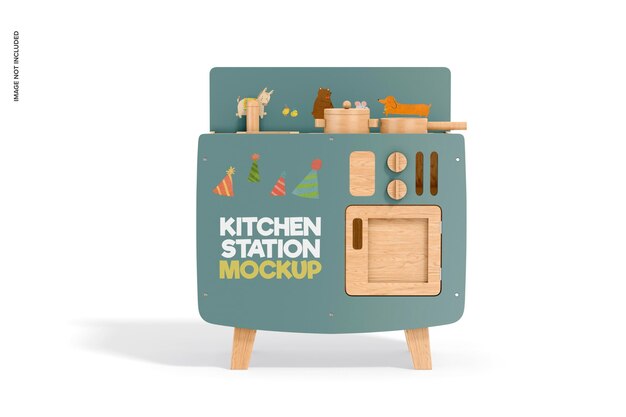 PSD toy kitchen station mockup front view