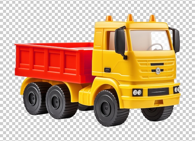 PSD toy plastic truck isolated on transparent background