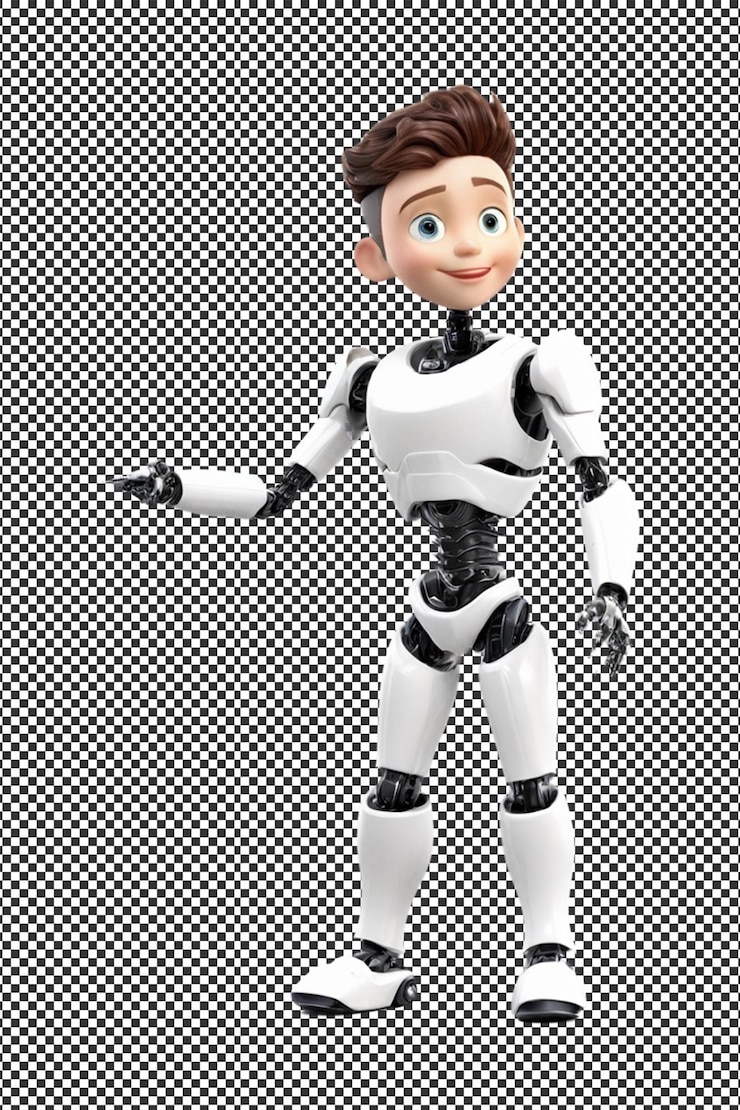 PSD a toy of a robot with a smile on its face on it