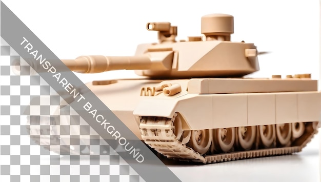 PSD toy tank model beige camouflage kleur geïsoleerde witte achtergrond toy blank clear white