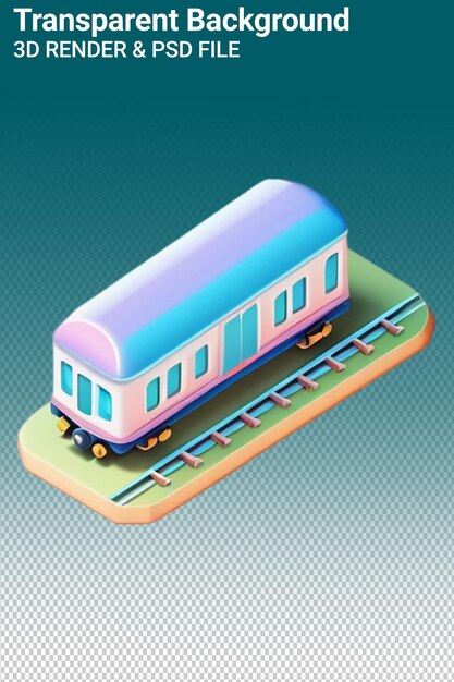 PSD a toy train with a blue and pink color on the front