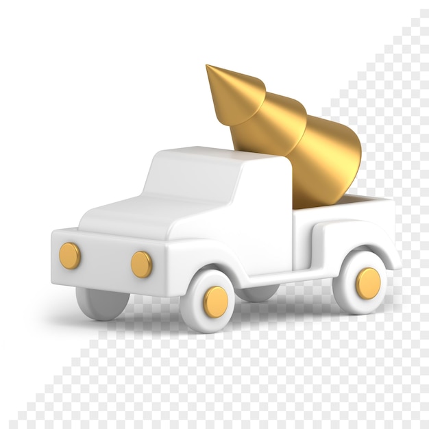 크리스마스 트리 3d 아이콘으로 장난감 트럭