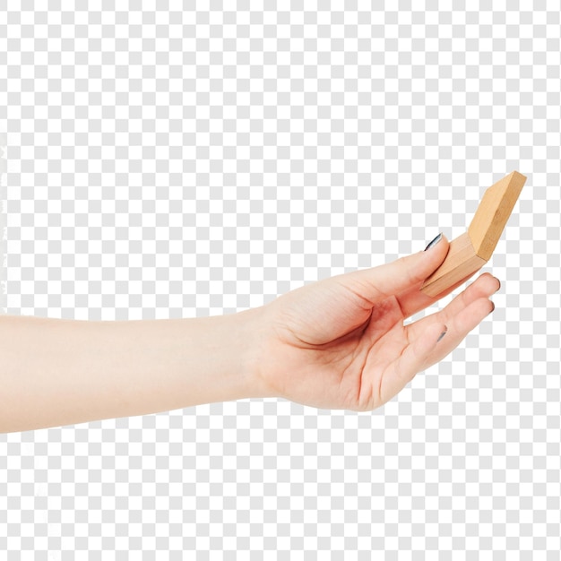 the toy wooden puzzle in hand isolated isolated on transparent background free