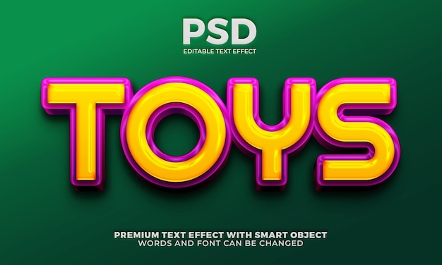 Toys kids 3d editable text effect premium psd