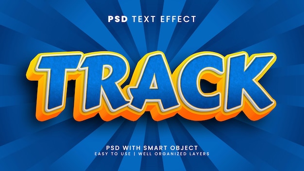 Track 3d editable text effect with race and speed text style