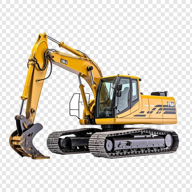 PSD track excavator png isolated on transparent background